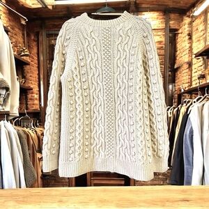NWOT 🇮🇪 Handmade fishermen's Classic Cable Kit 100% Lambswool Sweater Unisex M